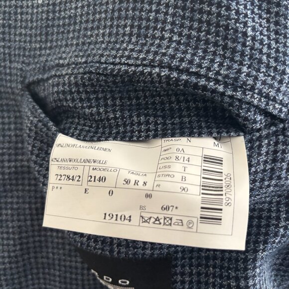 Gardo Bosman Unstructured Blue Houndstooth Wool Linen Sport Coat/ Blazer 38 - 40 - Picture 8 of 11